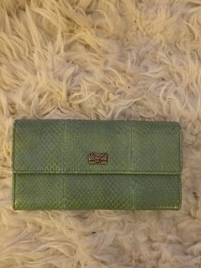 CHANEL Green Python Wallet with Gold Accent VINTAGE